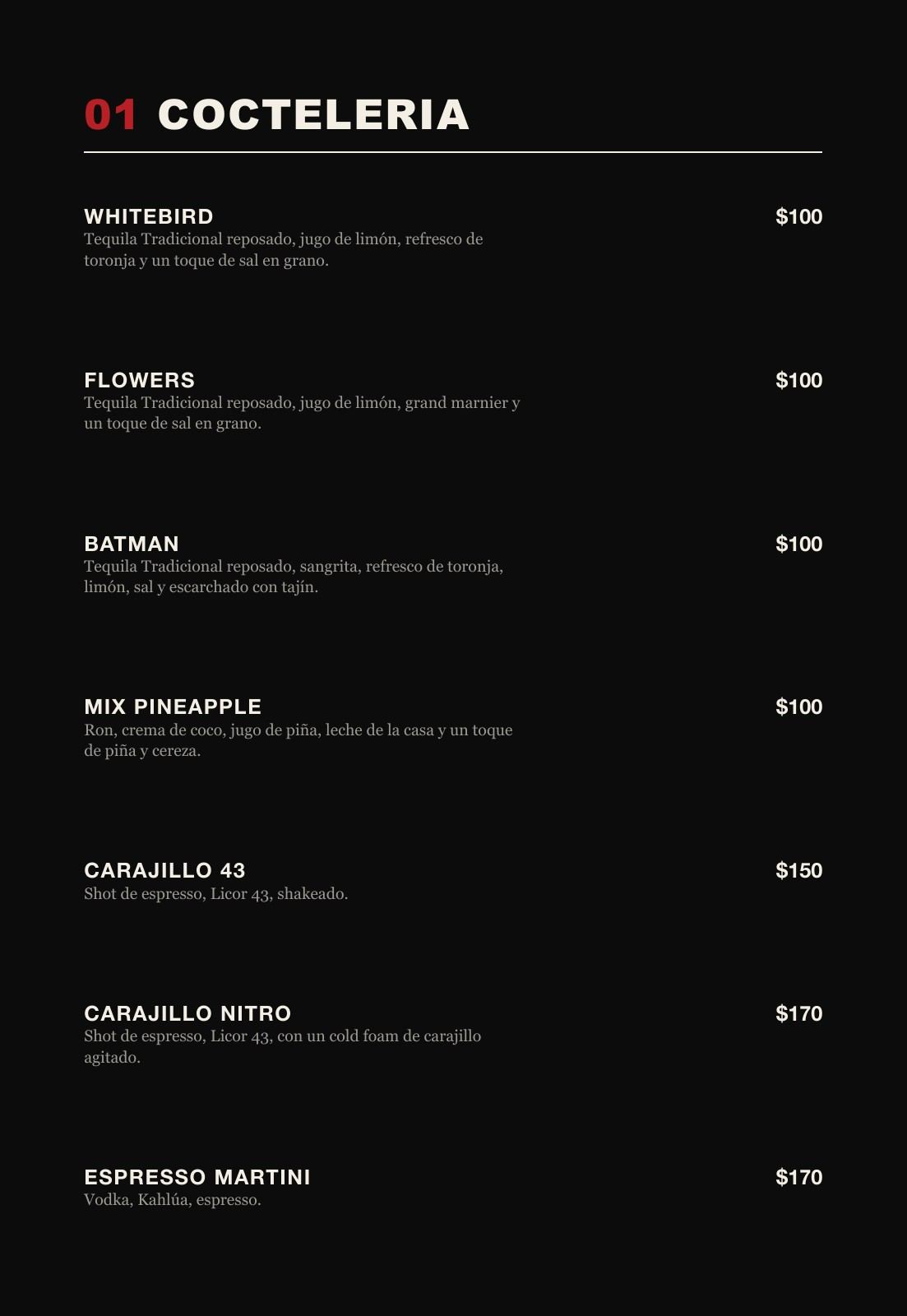 REDSPOT drinks menu cover